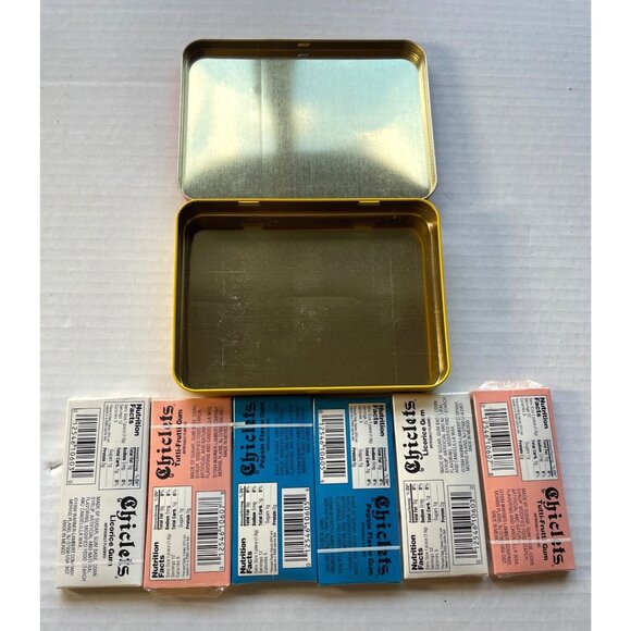 VTG Chiclets Gum Red Metal Tin Original 6 Packs Yellow & Retro Collectible NOS - Picture 4 of 7